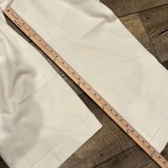 LOFT Women's Wide Leg Rolled Up Hem Trouser Pants Ivory Size 14P - Picture 4 of 7